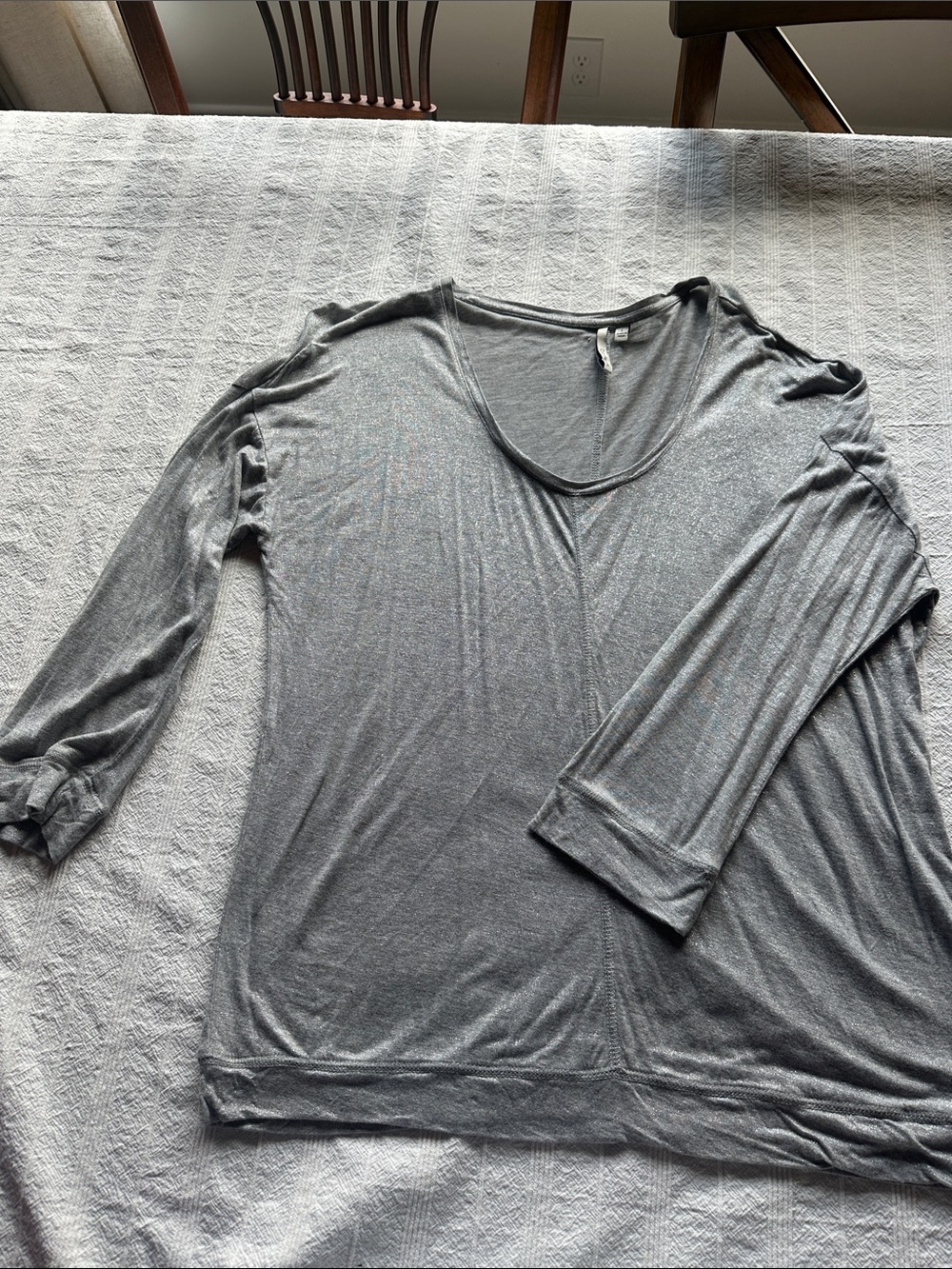 Calvin Klein Jeans Heather Gray Scoop Neck Long Sleeve Top